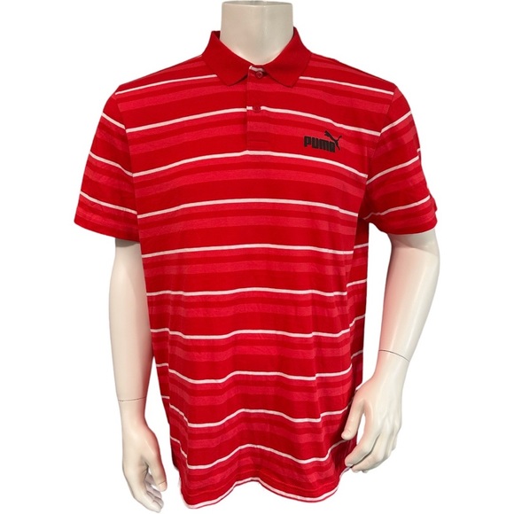 Puma Shirts Puma Mens Golf Polo Shirt Red White Short Sleeve Stripped Xl Poshmark